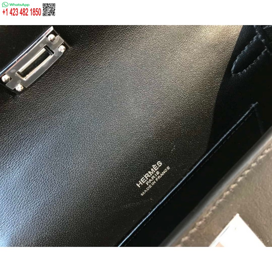 نسخة طبق الأصل هيرميس كيلي بوشيت حقيبة جلدية سويفت فضية H230258