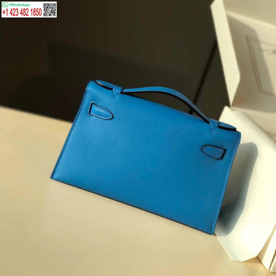Реплика Hermes Kelly Pochette Swift кожаный клатч серебристый H230256