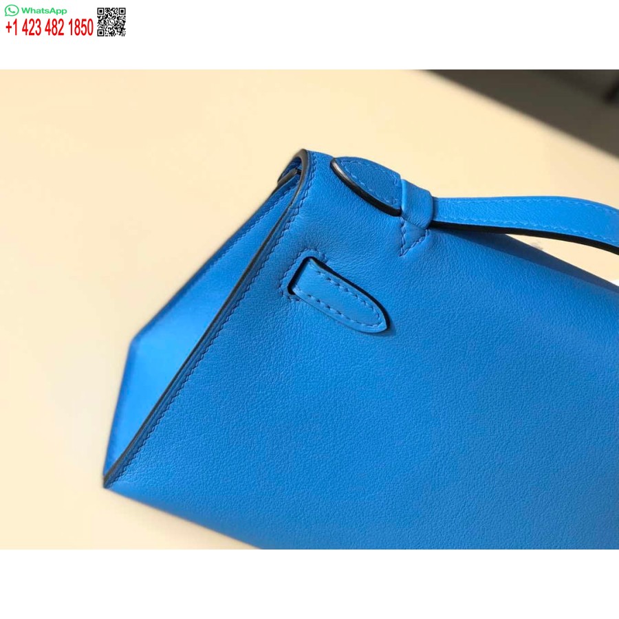 Реплика Hermes Kelly Pochette Swift кожаный клатч серебристый H230256