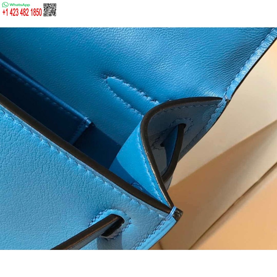 Реплика Hermes Kelly Pochette Swift кожаный клатч серебристый H230256