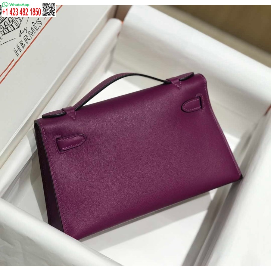 Replika Hermes Kelly Pochette Swift Läder Clutchväska Guld H230273