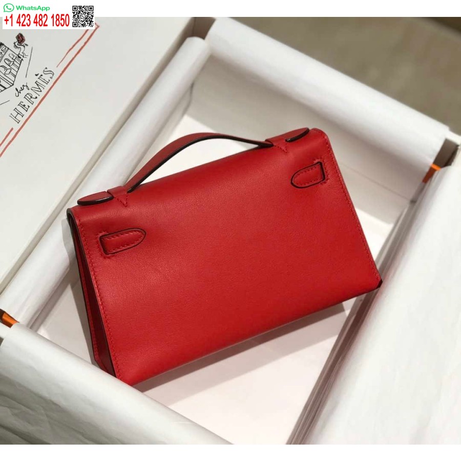 Replika Hermes Kelly Pochette Swift Läder Clutchväska Guld H230268