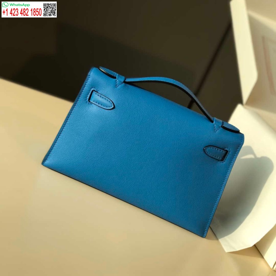 Replika Hermes Kelly Pochette Swift Läder Clutchväska Guld H230267