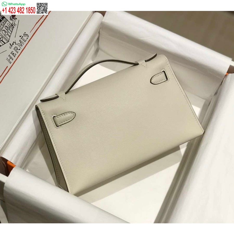 Replika Hermes Kelly Pochette Swift Läder Clutchväska Guld H230266