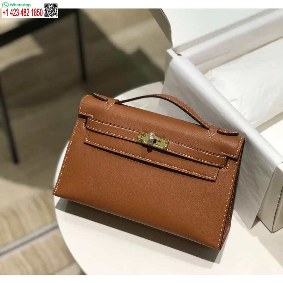 ماکت هرمس کلی پوچت کیف کلاچ چرمی سوئیفت طلا H230265