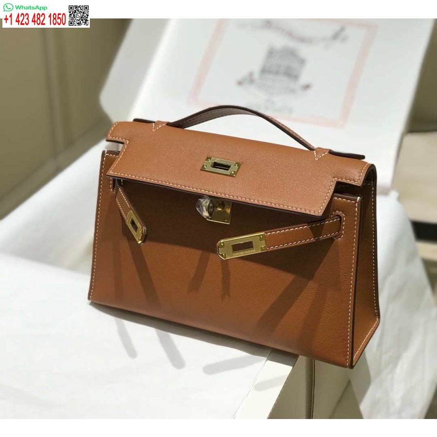 ماکت هرمس کلی پوچت کیف کلاچ چرمی سوئیفت طلا H230265