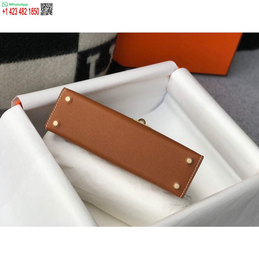 ماکت کیف هرمس کلی کیف هرمس 19 سانتی متری برنزه برنزه شانه شانه ای کوچک 20467