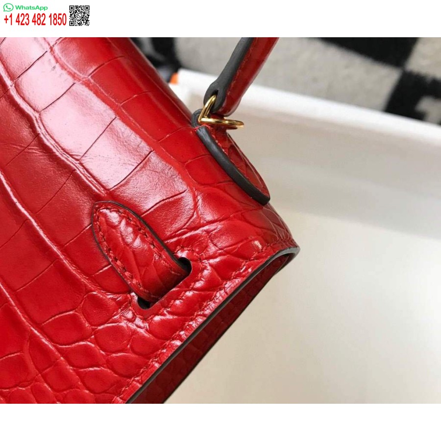 реплика Hermes Кели дизайнерска чанта Hermes 19 см мини чанта през рамо червена 20454