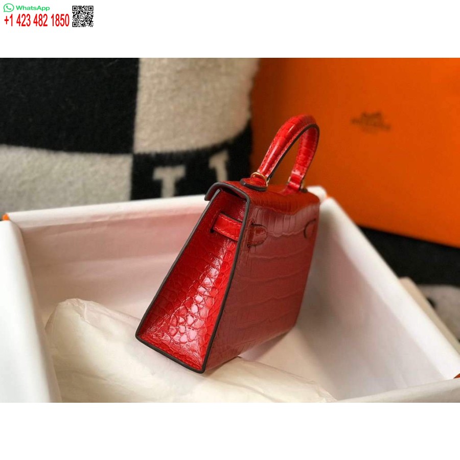 реплика Hermes Кели дизайнерска чанта Hermes 19 см мини чанта през рамо червена 20454