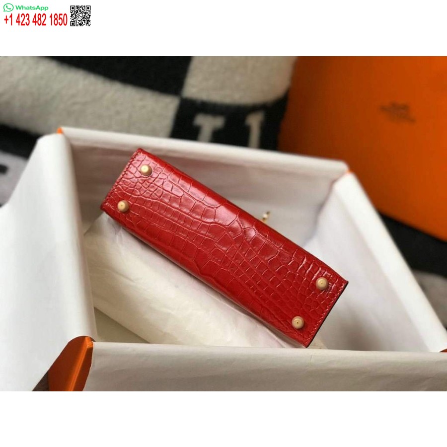 реплика Hermes Кели дизайнерска чанта Hermes 19 см мини чанта през рамо червена 20454