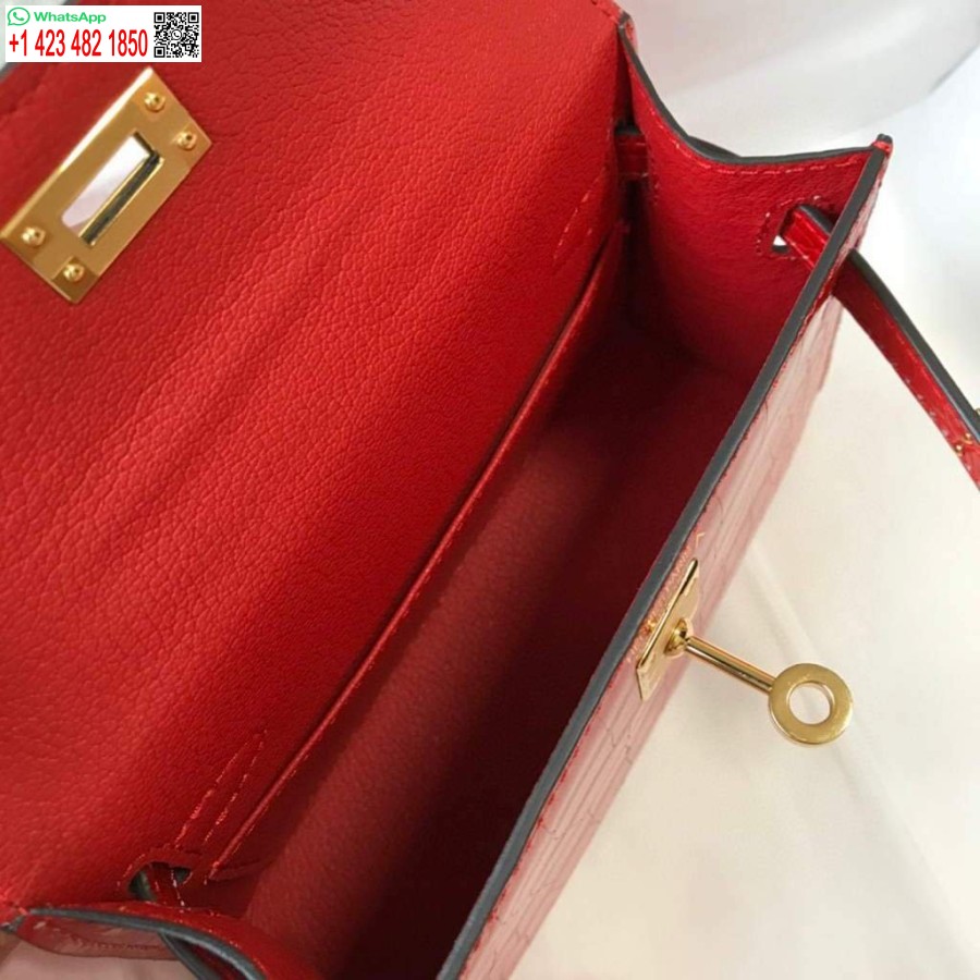 реплика Hermes Кели дизайнерска чанта Hermes 19 см мини чанта през рамо червена 20454