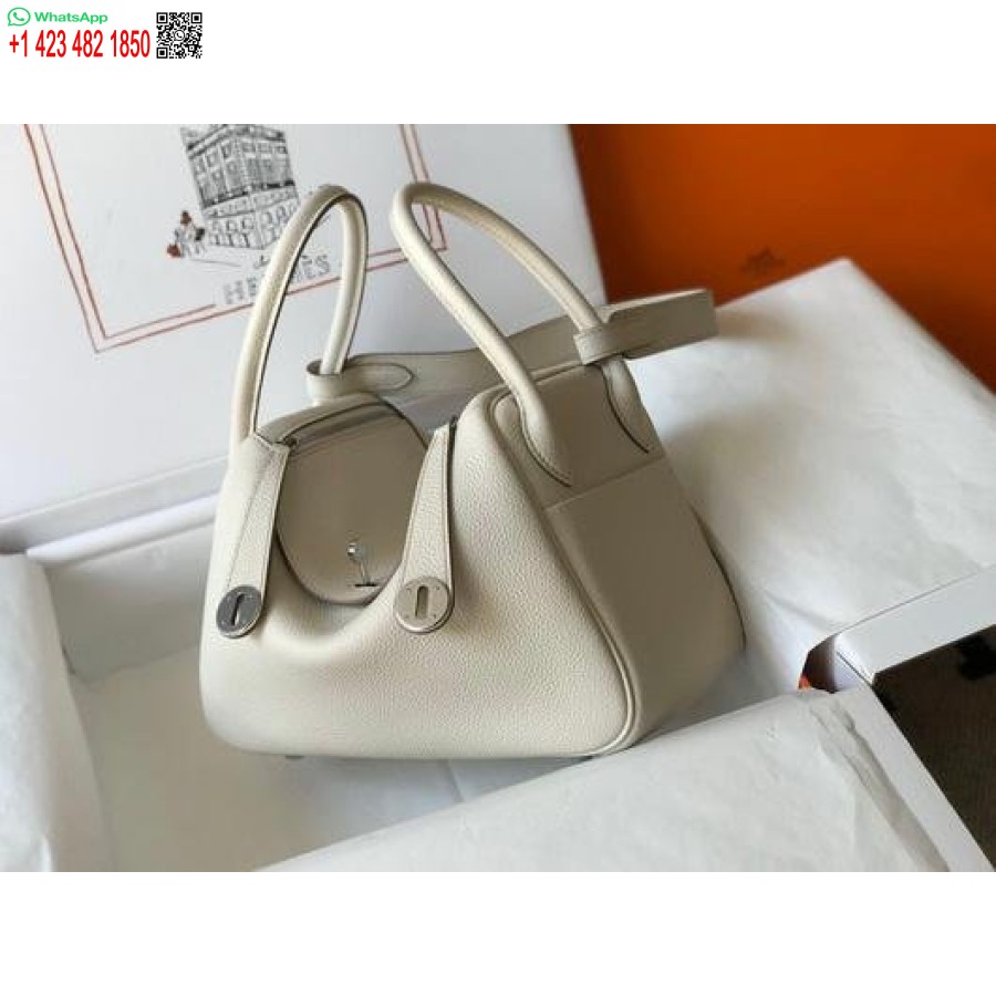 Replika Hermes Lindy 26 Cm Dizajnerske Tote Tote Bele Srebrne Torbe