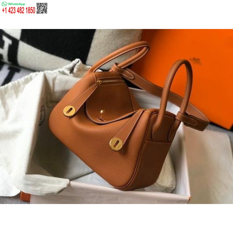Replika Hermes Lindy 26cm Dizajnerske Tote Tote Tote Rjave Barve