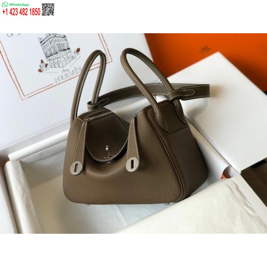 Replika Hermes Lindy 26 Cm Dizajnerske Velike Torbe Za čez Ramo Sivo Srebrne