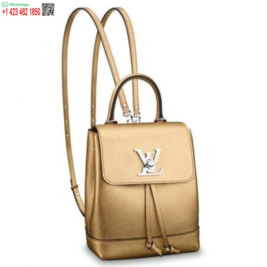 çoğaltma Louis Vuitton Gold Lockme Mini Sırt çantası M54575 Blv026