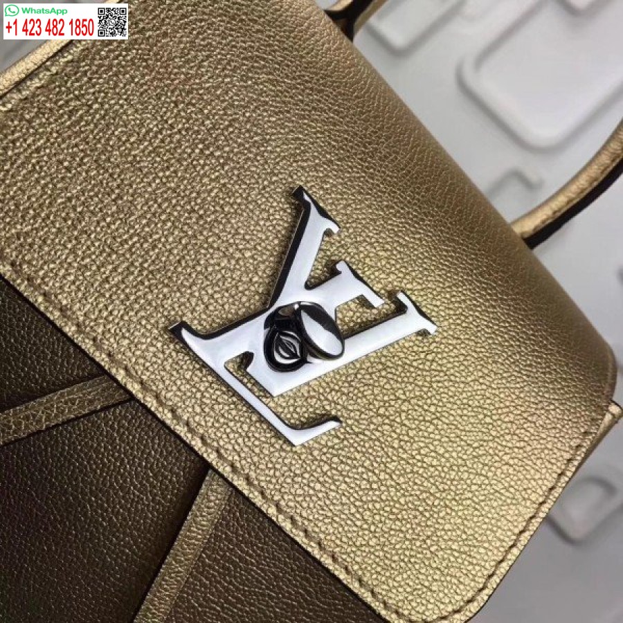 çoğaltma Louis Vuitton Gold Lockme Mini Sırt çantası M54575 Blv026