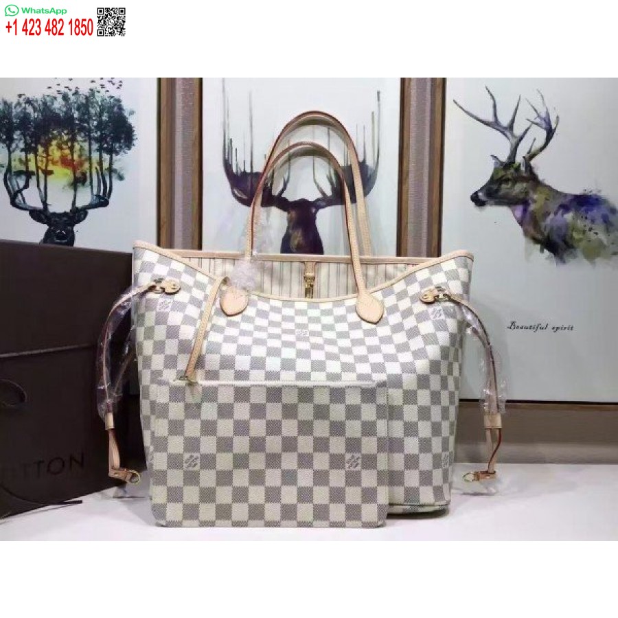 Replica Louis Vuitton Borsa Neverfull Mm Damier Azur N41361 Blv055