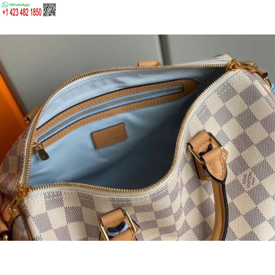 طبق الأصل لويس فويتون دامييه أزور سبيدي باندولير 30 مع حزام مضفر N50054 BLV041