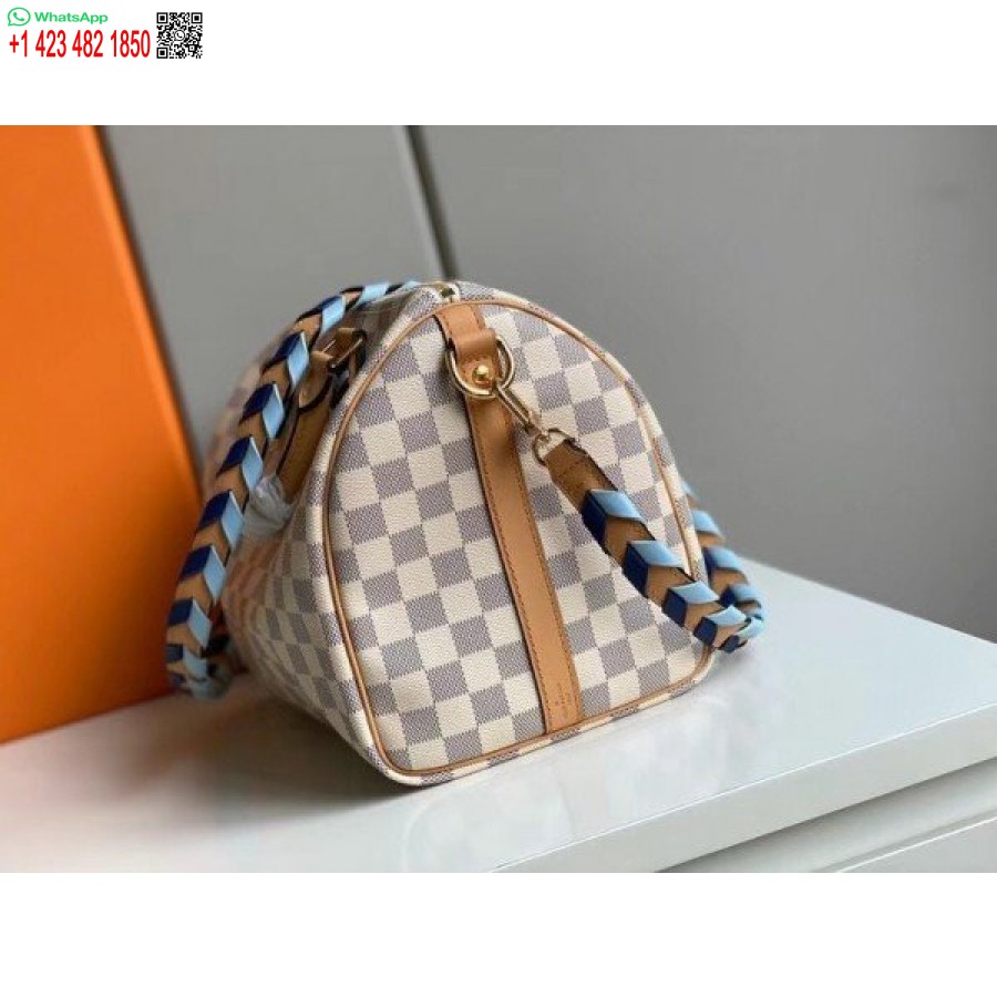 طبق الأصل لويس فويتون دامييه أزور سبيدي باندولير 30 مع حزام مضفر N50054 BLV041