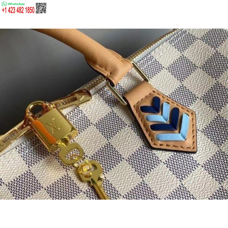 طبق الأصل لويس فويتون دامييه أزور سبيدي باندولير 30 مع حزام مضفر N50054 BLV041