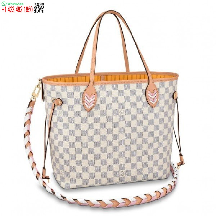 Réplique Louis Vuitton Damier Azur Sac Neverfull Mm Avec Sangle Tressée N50047 Blv043