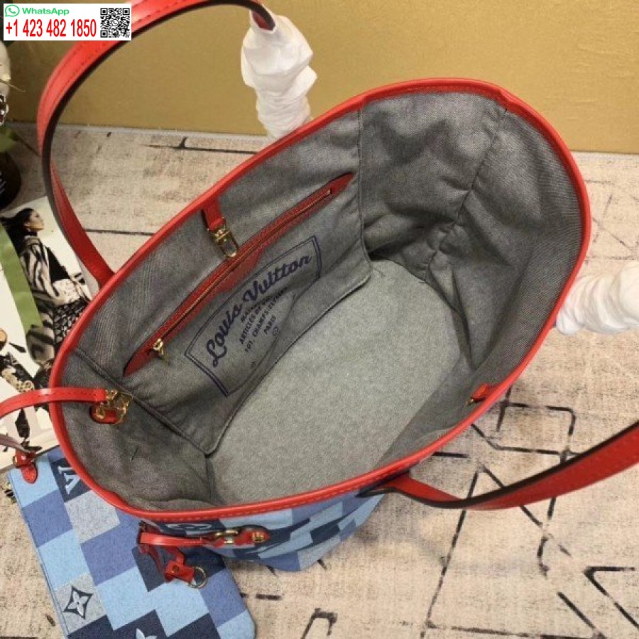 Replika Louis Vuitton Neverfull Mm Tasche Monogramm Denim M44981 Blv480