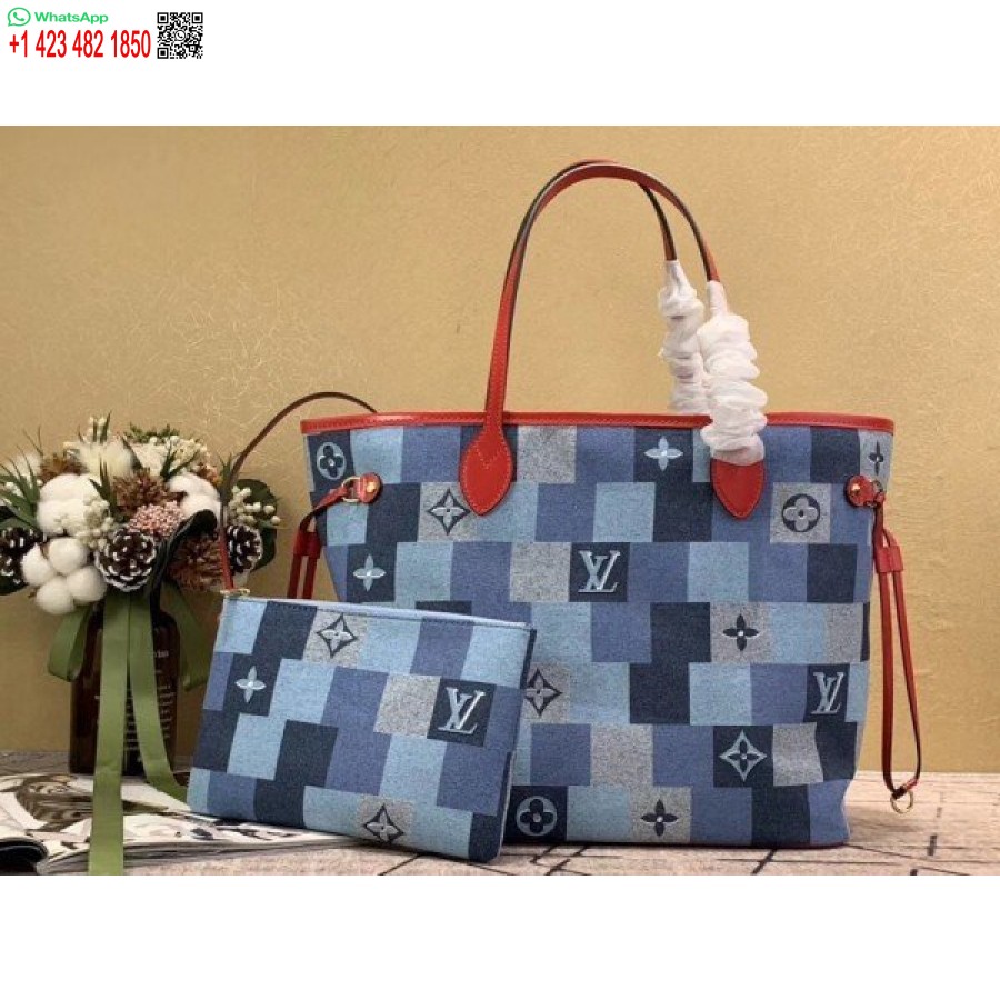 Replika Louis Vuitton Neverfull Mm Tasche Monogramm Denim M44981 Blv480