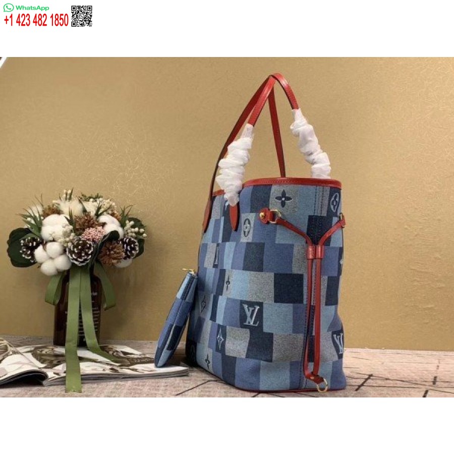 Replika Louis Vuitton Neverfull Mm Tasche Monogramm Denim M44981 Blv480