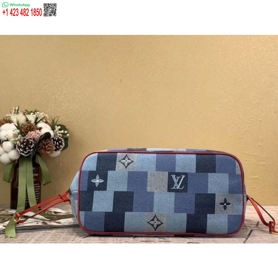 Replika Louis Vuitton Neverfull Mm Tasche Monogramm Denim M44981 Blv480