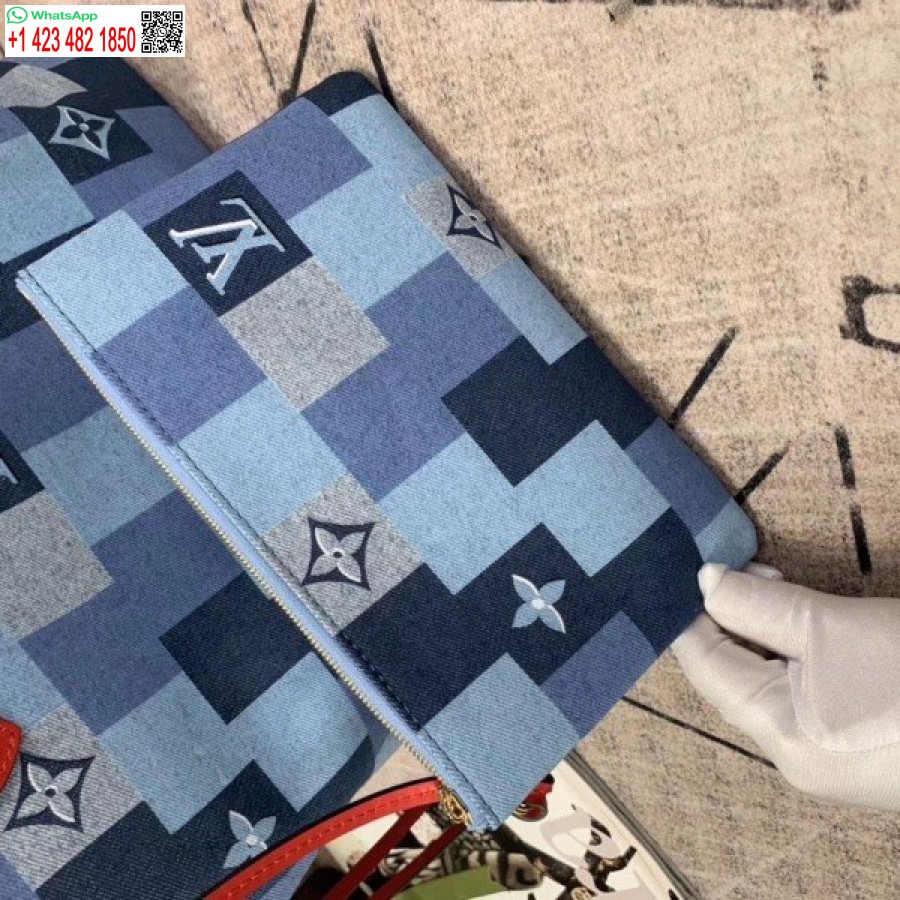 Replika Louis Vuitton Neverfull Mm Tasche Monogramm Denim M44981 Blv480