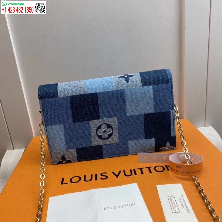 ρεπλίκα Louis Vuitton Flore αλυσίδα πορτοφόλι μονόγραμμα τζιν M69036 Blv477