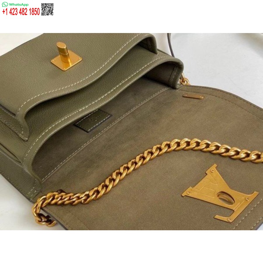 Replica Borsa Louis Vuitton Lockme Catena Pm In Pelle Verde M57067 Blv685