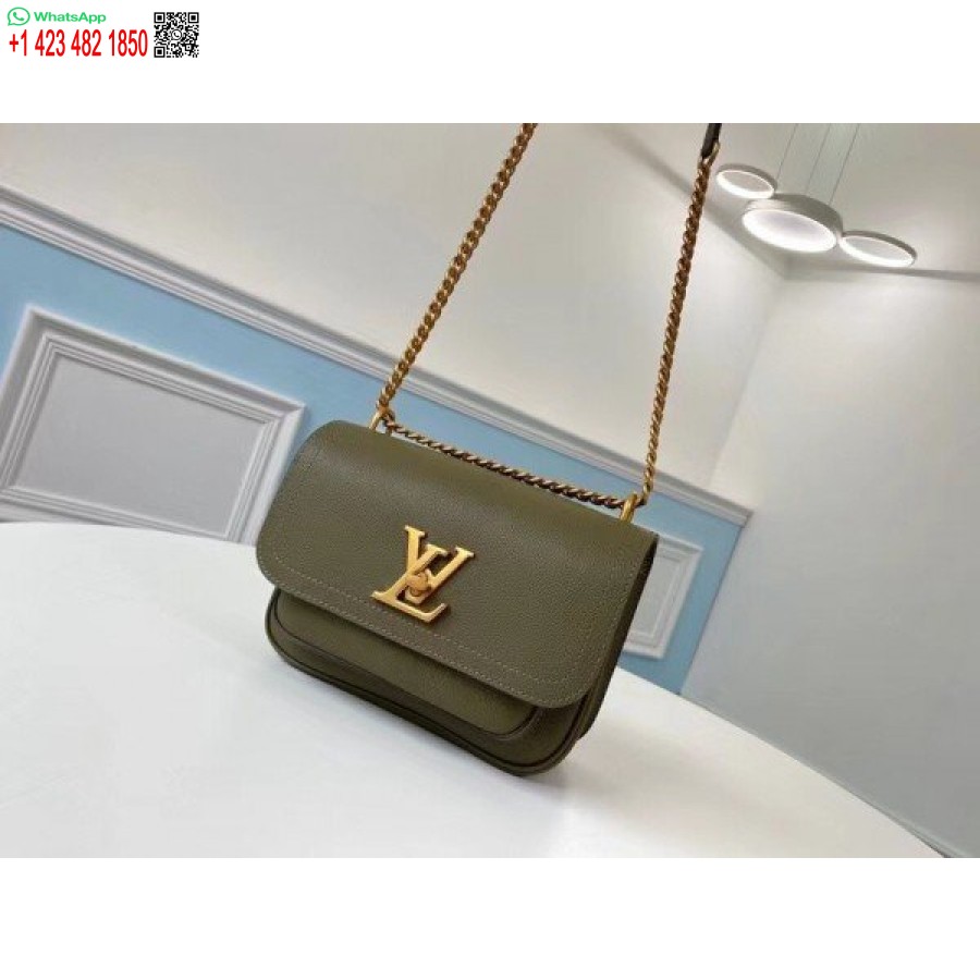 Replica Borsa Louis Vuitton Lockme Catena Pm In Pelle Verde M57067 Blv685