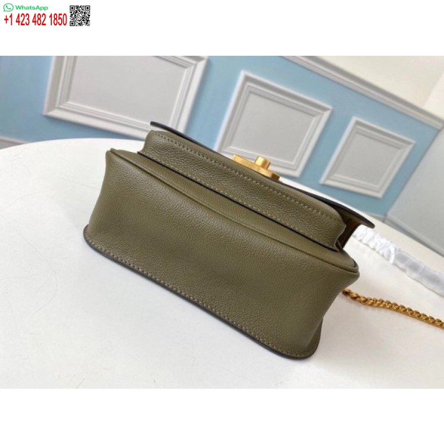 Replica Borsa Louis Vuitton Lockme Catena Pm In Pelle Verde M57067 Blv685