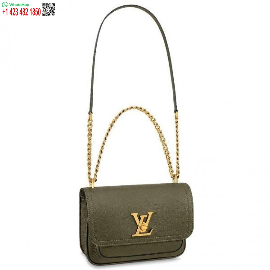 Replika Louis Vuitton Lockme Kæde Pm Taske I Grønt Læder M57067 Blv685