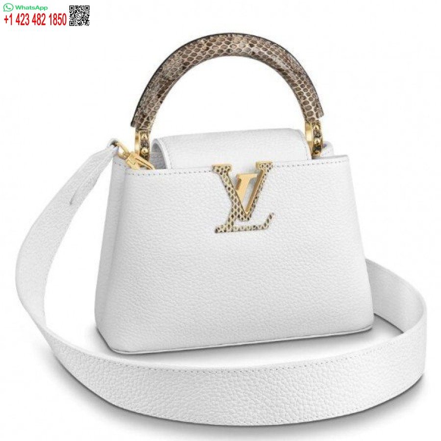 Replika Louis Vuitton Capucines Mini Med Ayers Slangeskindshåndtag M56399 Blv686