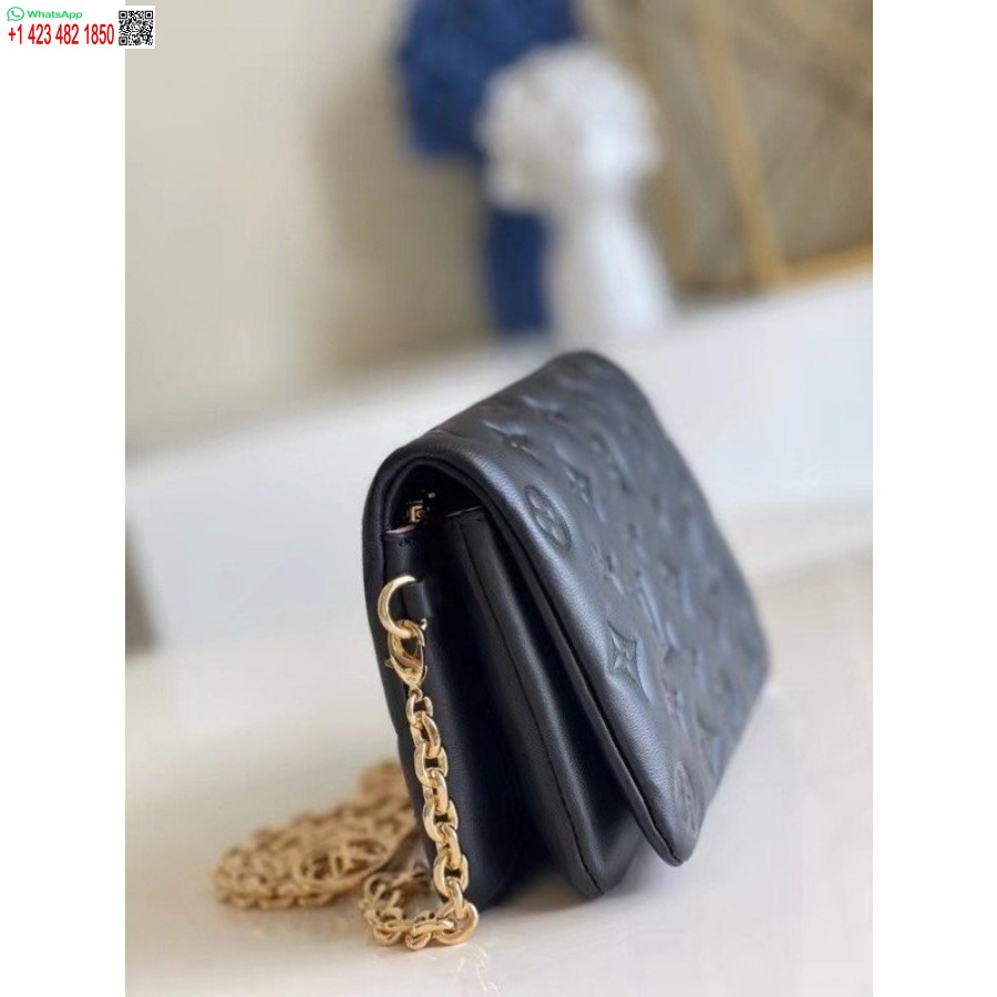 Replika Louis Vuitton Svart Coussin Pochette Väska M80742 Blv703