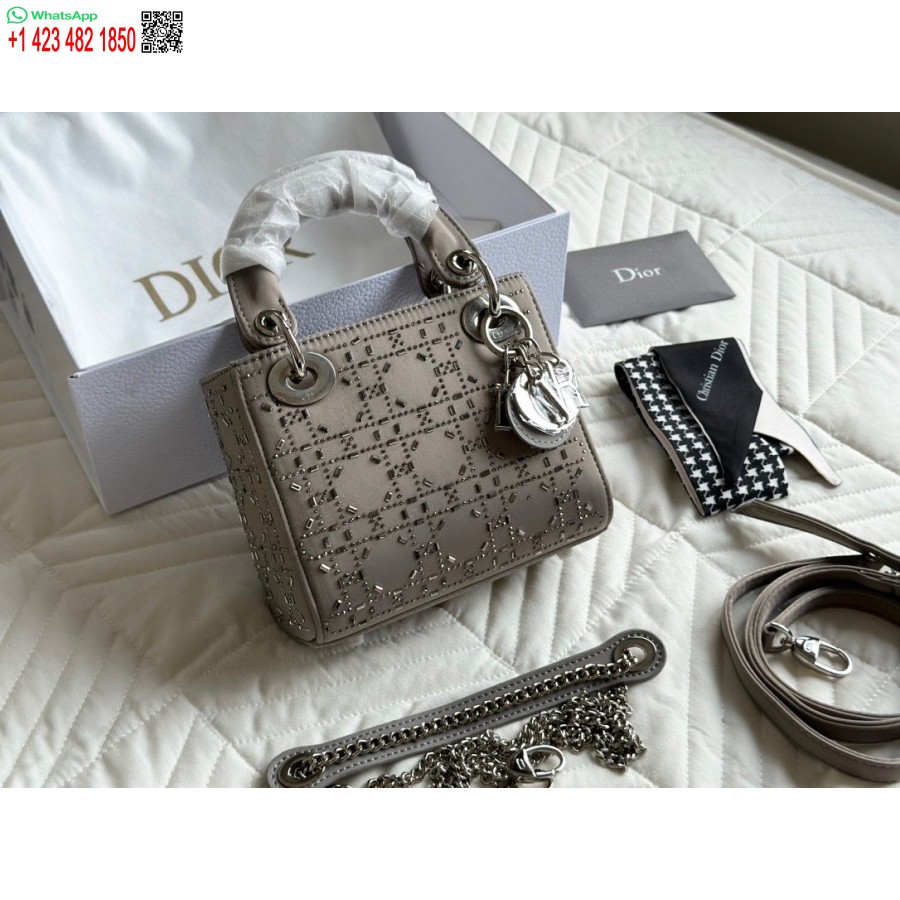 Nuova Borsa Tote Bag Dior Princess Anna Con Diamanti Grigi