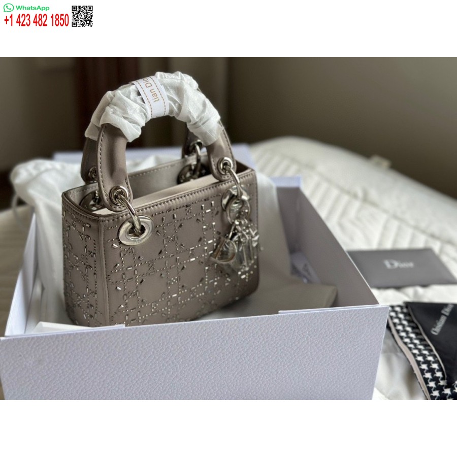 Nouvelle Arrivée Sac Fourre-tout Dior Princesse Anna Sac à Main En Diamant Gris