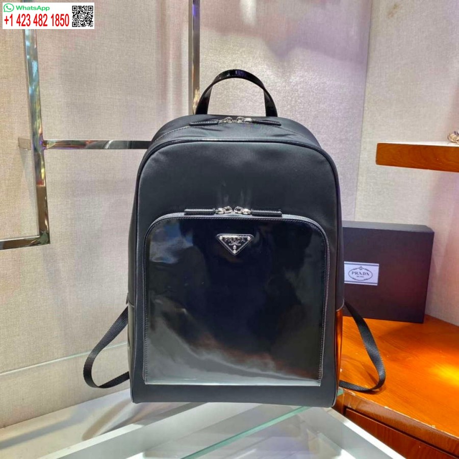 Replica Prada 2vz084 Re-neilona Un ādas Mugursoma Melna