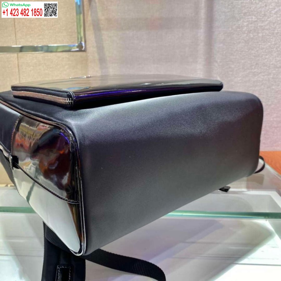 Replica Prada 2vz084 Re-neilona Un ādas Mugursoma Melna