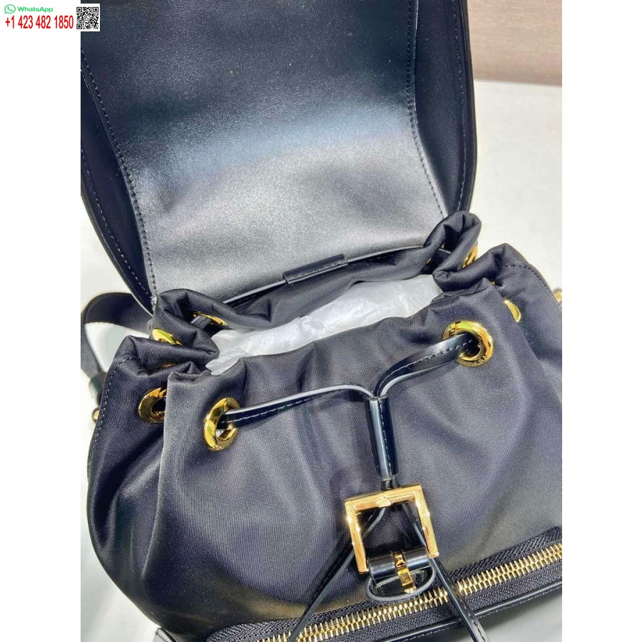 Replica Prada 1bz074 Re-nailono Ir šlifuotos Odos Kuprinė Juoda