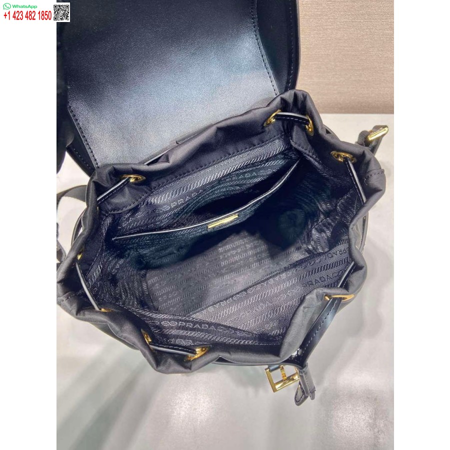 Replica Prada 1bz074 Re-nailono Ir šlifuotos Odos Kuprinė Juoda