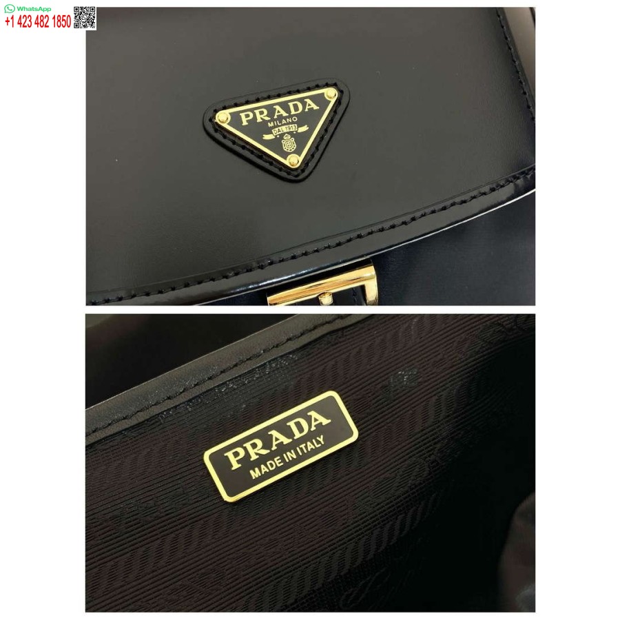 Replica Prada 1bz074 Re-nailono Ir šlifuotos Odos Kuprinė Juoda