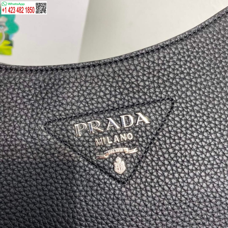 ρεπλίκα Prada δερμάτινη τσάντα Hobo 1bc073 σε μαύρο χρώμα