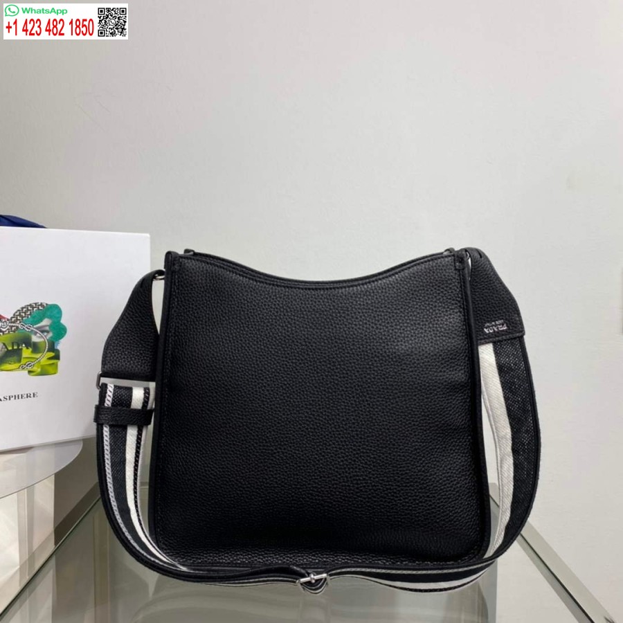 реплика Prada кожена чанта Hobo 1bc073 в черно