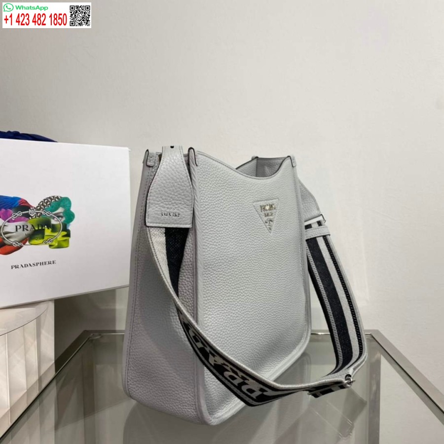 ρεπλίκα Prada δερμάτινη τσάντα Hobo 1bc073 γκρι