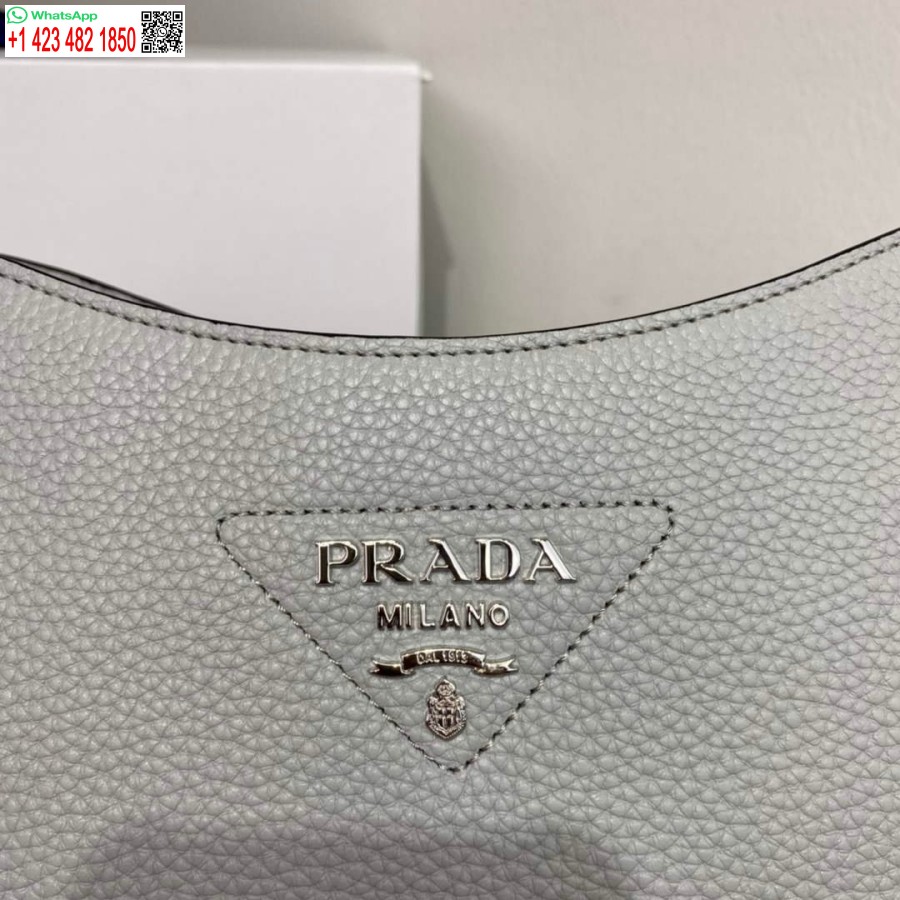 ρεπλίκα Prada δερμάτινη τσάντα Hobo 1bc073 γκρι
