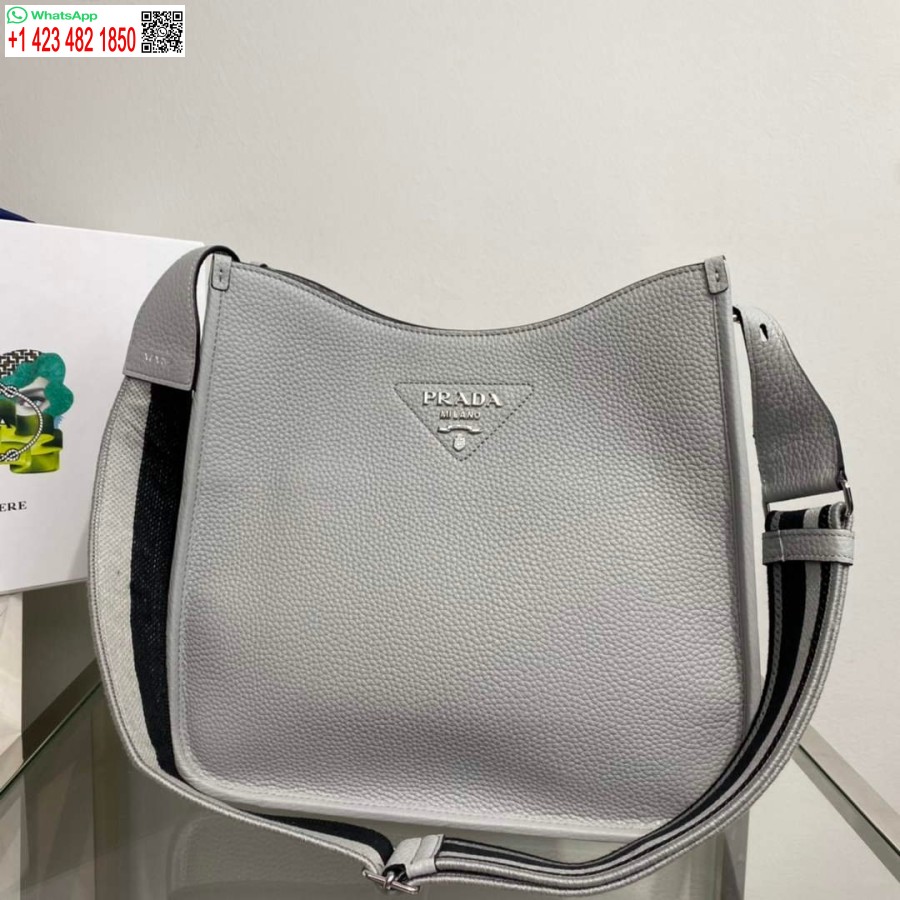 ρεπλίκα Prada δερμάτινη τσάντα Hobo 1bc073 γκρι