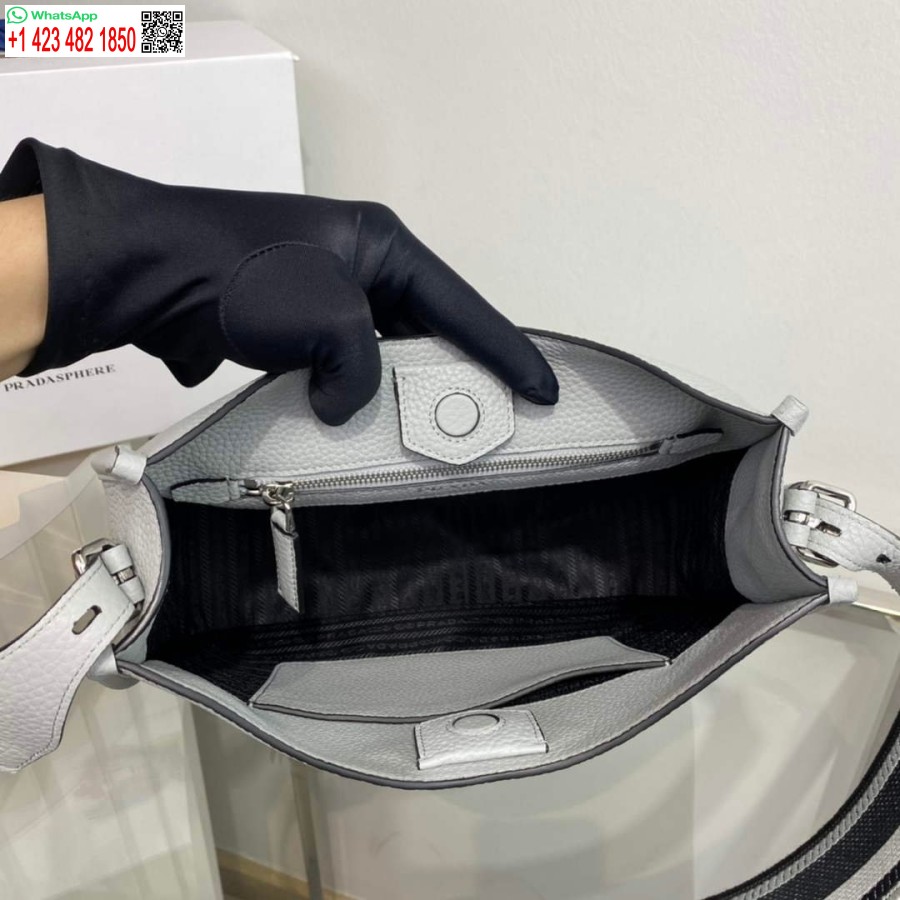 ρεπλίκα Prada δερμάτινη τσάντα Hobo 1bc073 γκρι